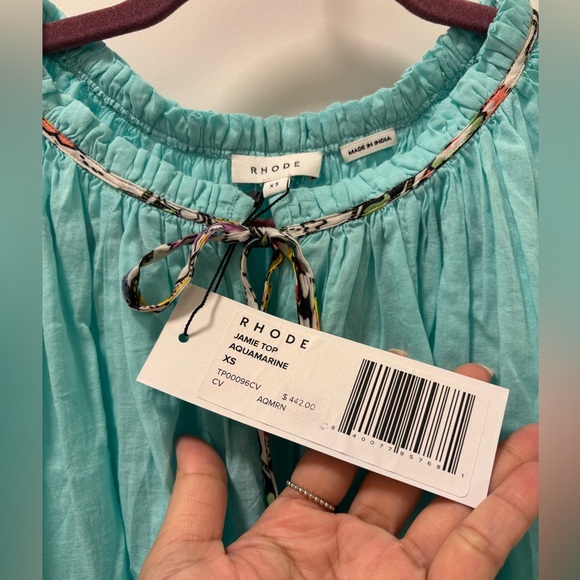 RHODE Jamie Top Aquamarine Blouse NWT - Picture 4 of 10